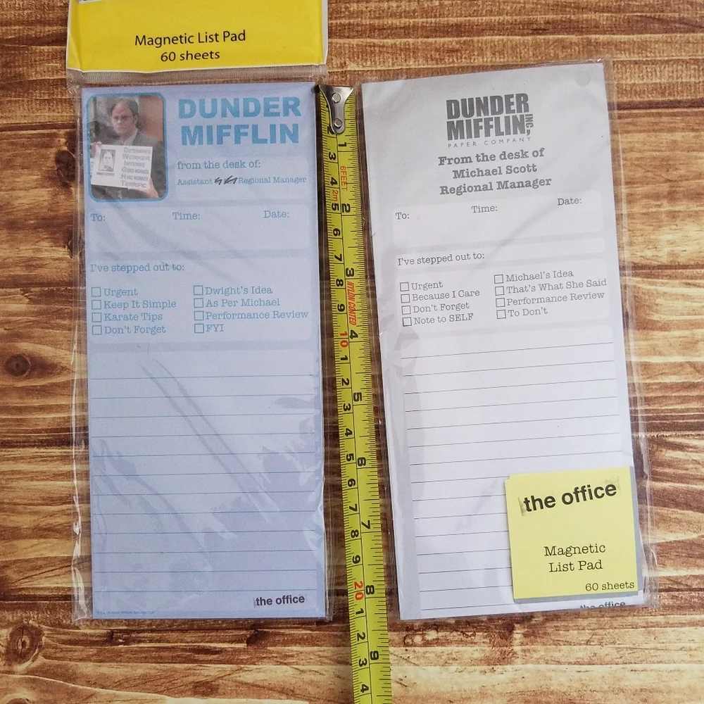 The Office Dunder Mifflin Magnetic Notepad Set NBC Universal Dwight Schrute